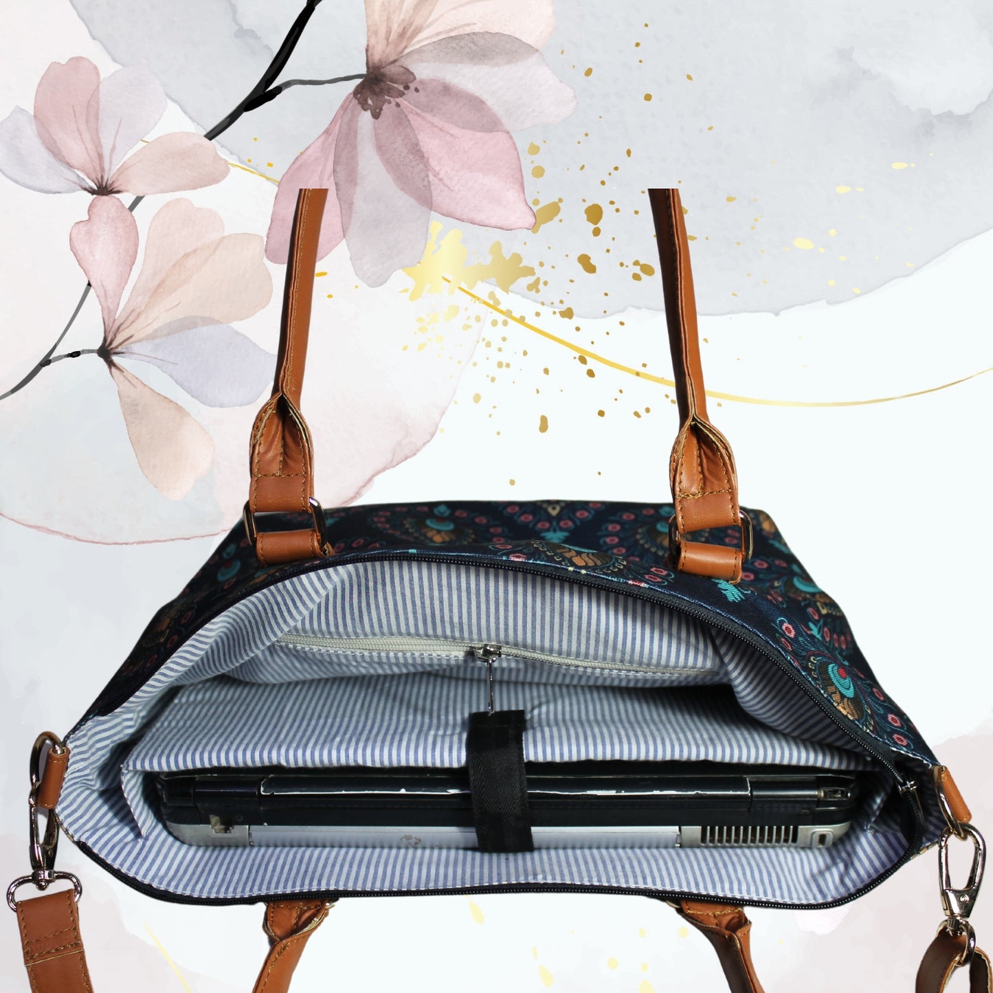 Ethnic Floral Paisley Print canvas Tote Bag