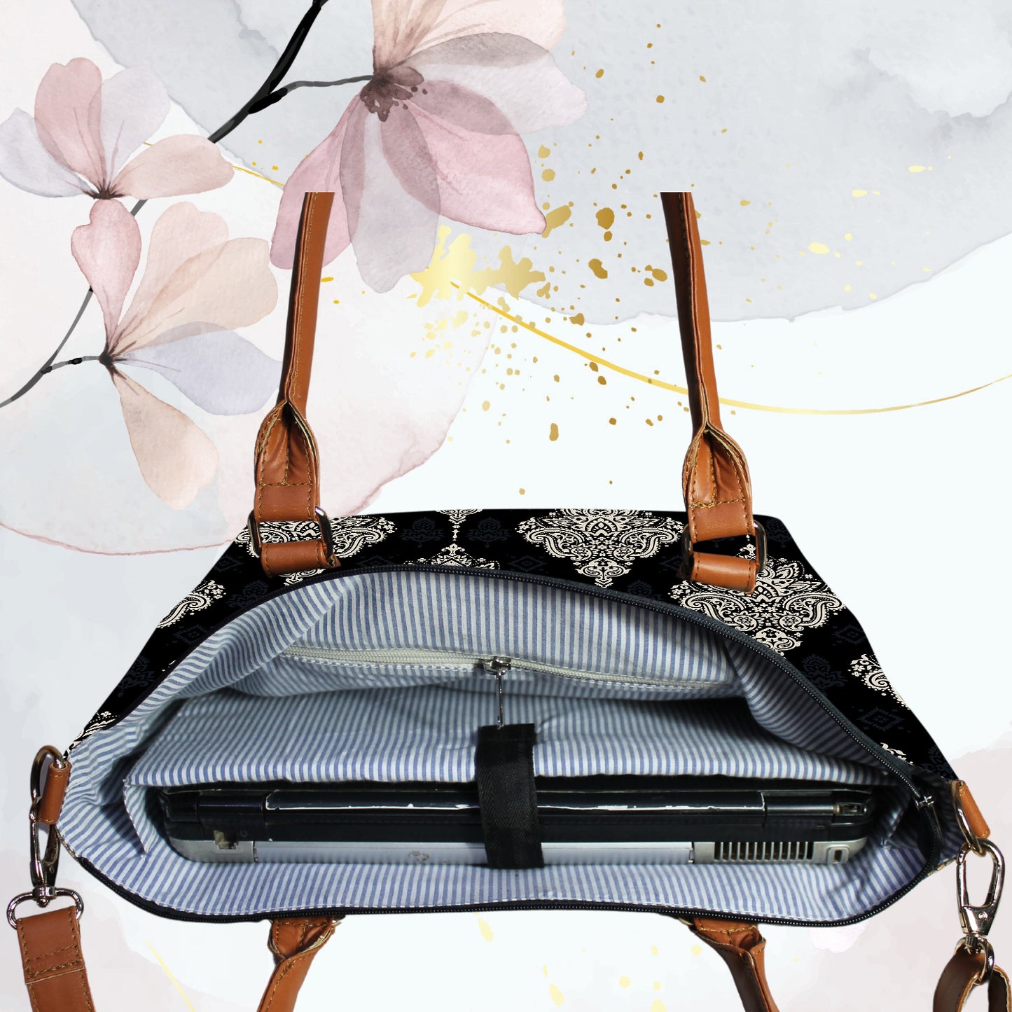 Ogee with Paisley Floral Print Canvas Tote Bag