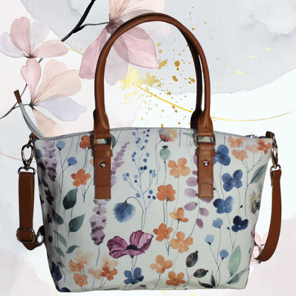 Watercolor Floral Print Tote Bag