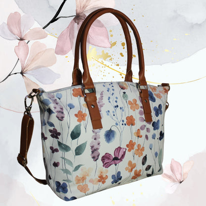 Watercolor Floral Print Tote Bag