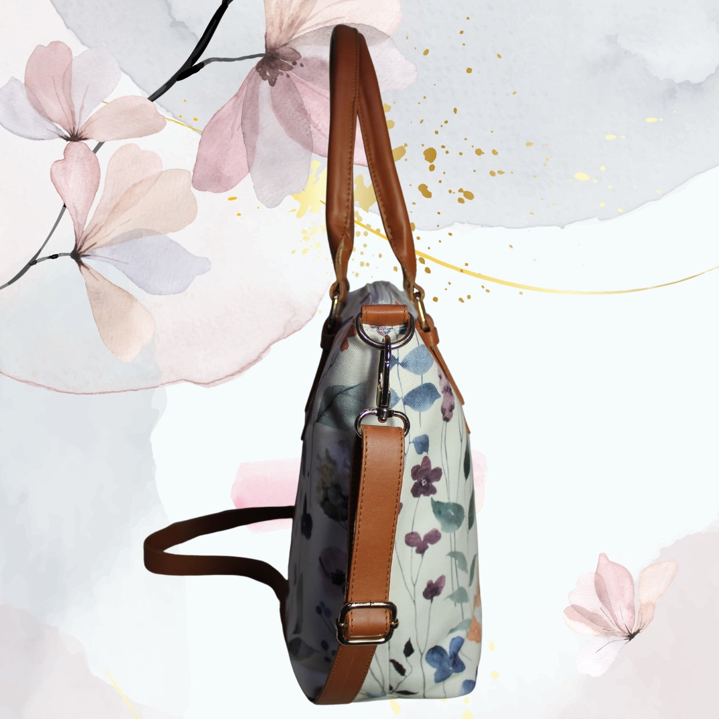 Watercolor Floral Print Tote Bag