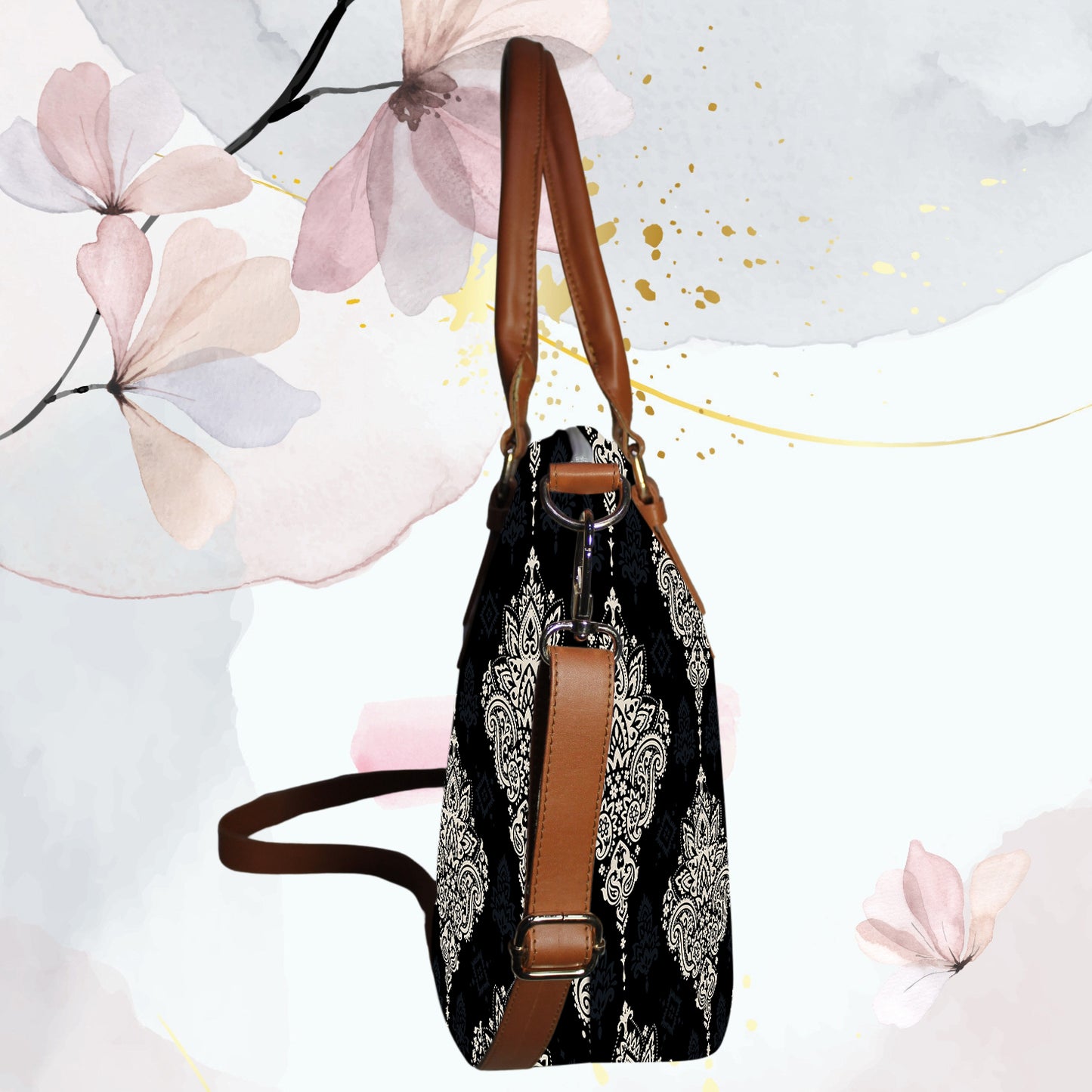 Ogee with Paisley Floral Print Canvas Tote Bag