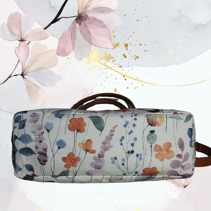 Watercolor Floral Print Tote Bag