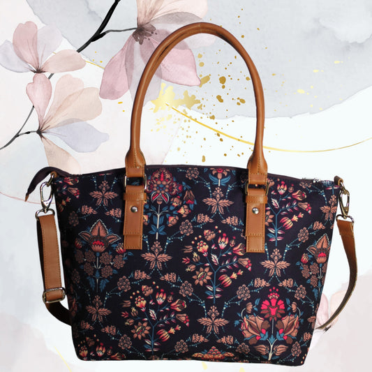 Ethnic Floral Paisley Print canvas Tote Bag