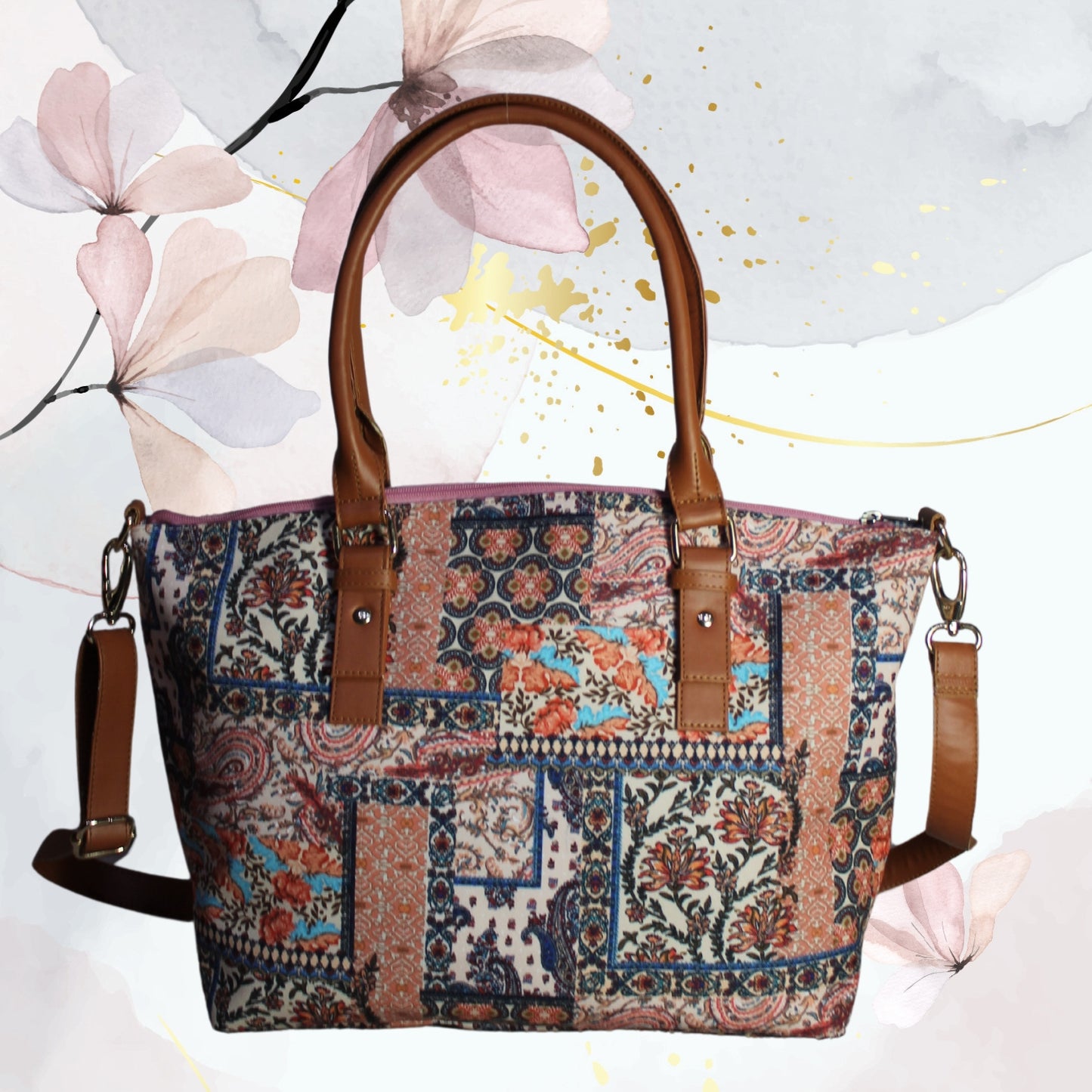 Paisley Patchwork Print Tote Bag