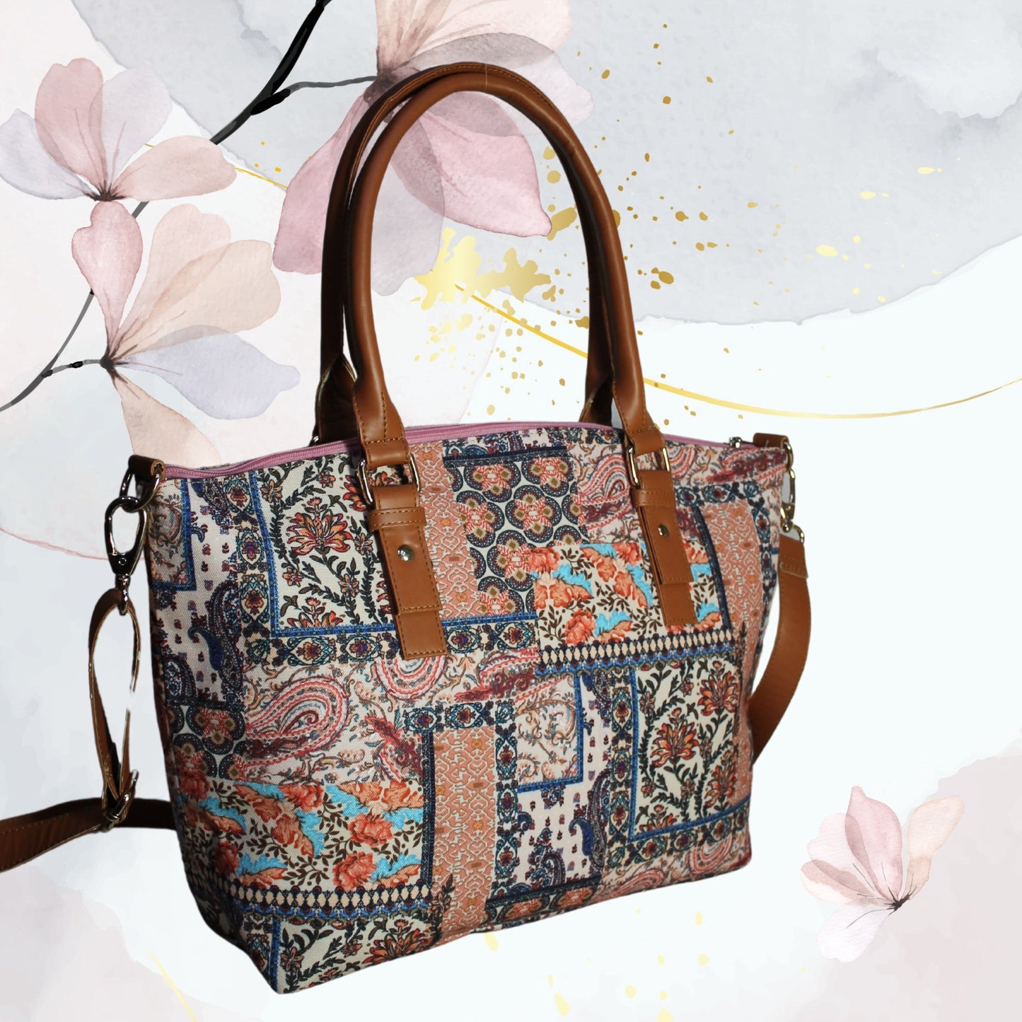 Paisley Patchwork Print Tote Bag