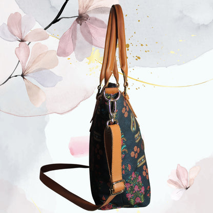 Ethnic Floral Print Canvas Tote Bag