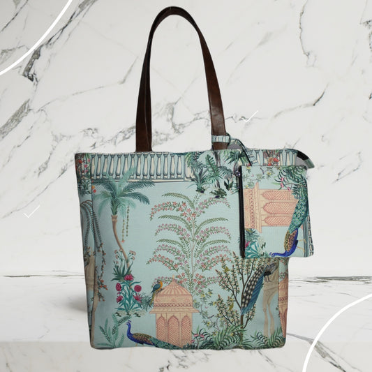 Mughal garden printed tote bag