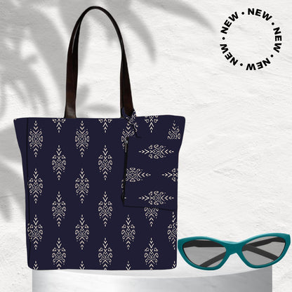BLUE SMALL PAISLEY PRINT TOTE BAG