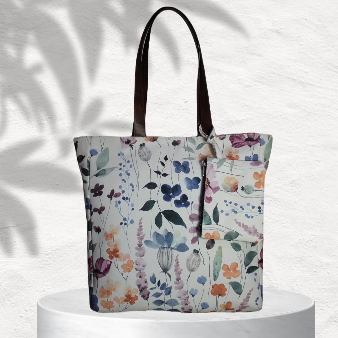 WATERCOLOUR FLORAL PRINTED TOTE BAG