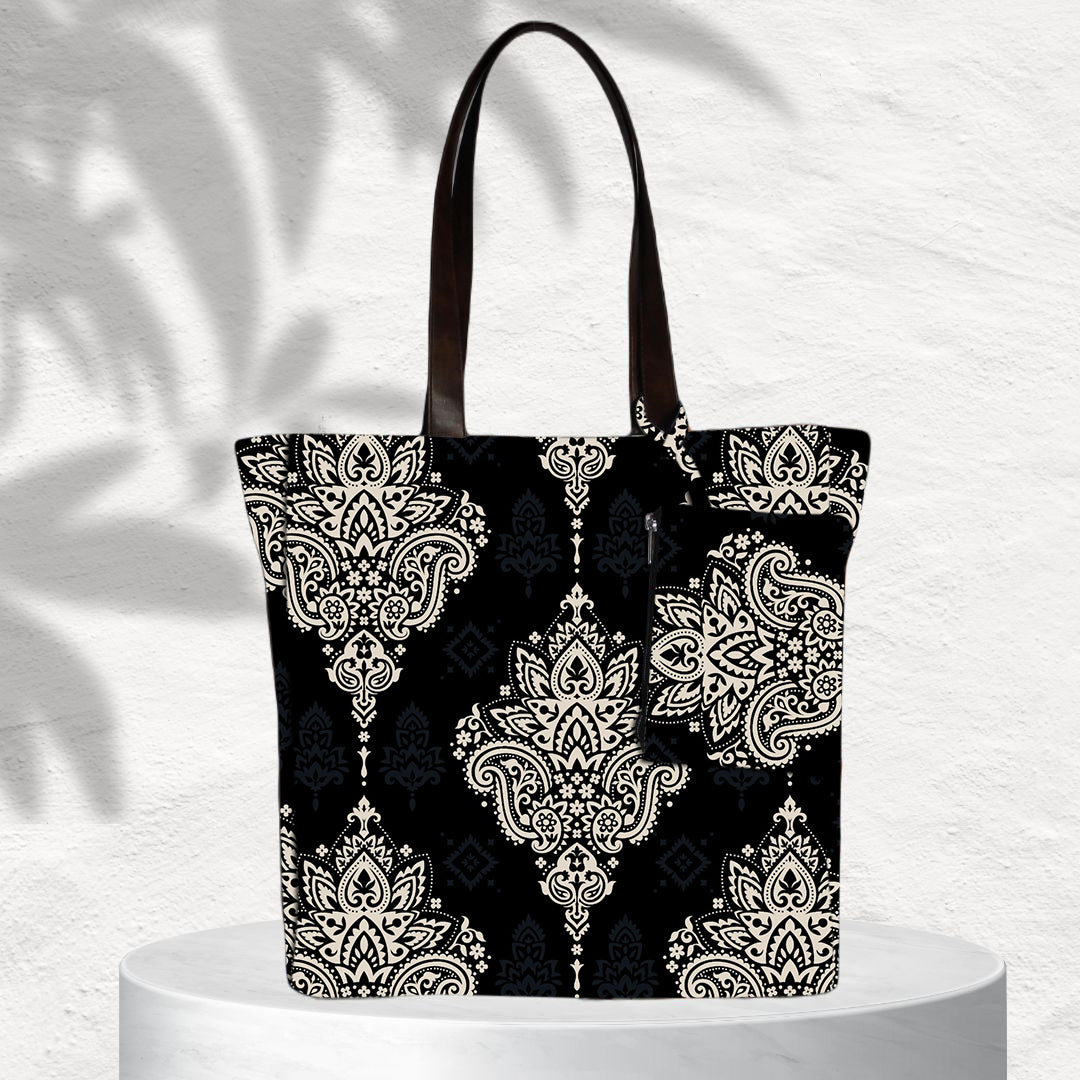 Ogee with Paisley Print Tote Bag