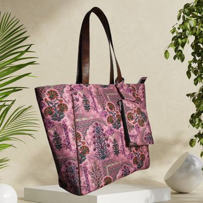 Jaipuri Ethnic Floral Print Canvas Tote Bag