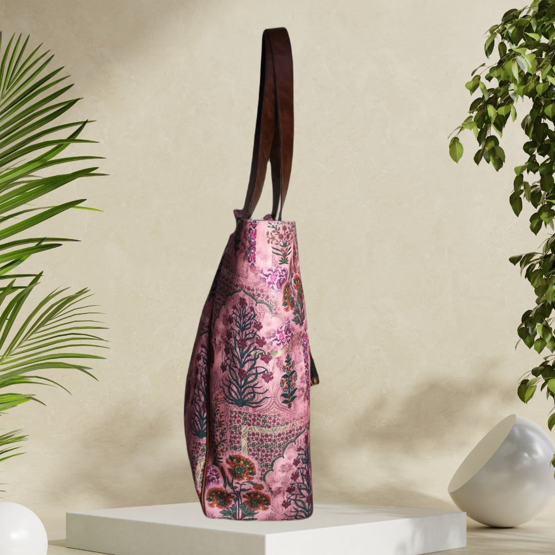 Jaipuri Ethnic Floral Print Canvas Tote Bag