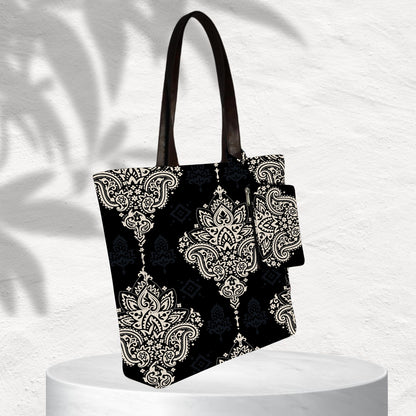 Ogee with Paisley Print Tote Bag