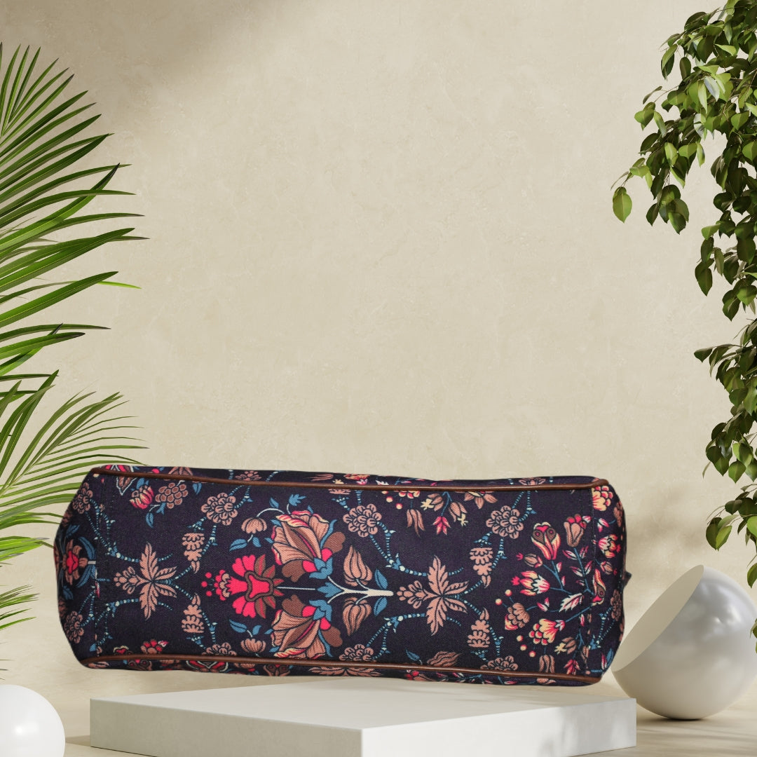 Ethnic Floral Paisley Print Canvas Tote Bag
