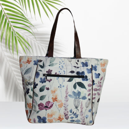 Watercolor Floral Print Tote Bag