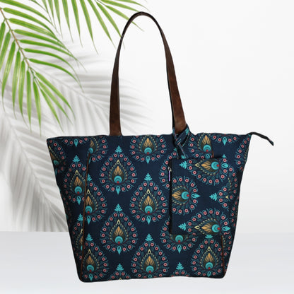 Peacock Feather Print Tote Bag