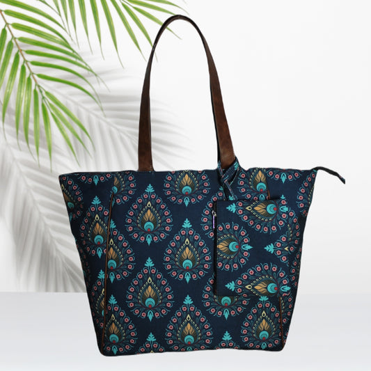 Peacock Feather Print Tote Bag