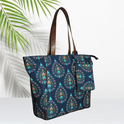 Peacock Feather Print Tote Bag