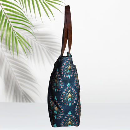 Peacock Feather Print Tote Bag