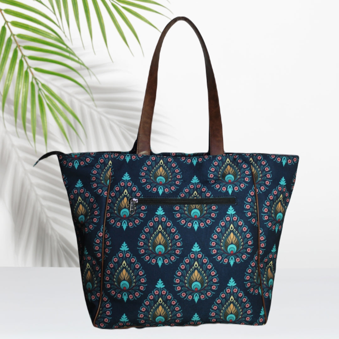 Peacock Feather Print Tote Bag