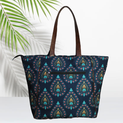Peacock Feather Print Tote Bag