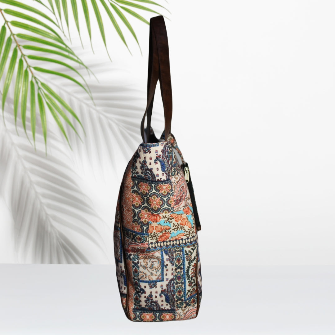 Paisley Patchwork Print Tote Bag