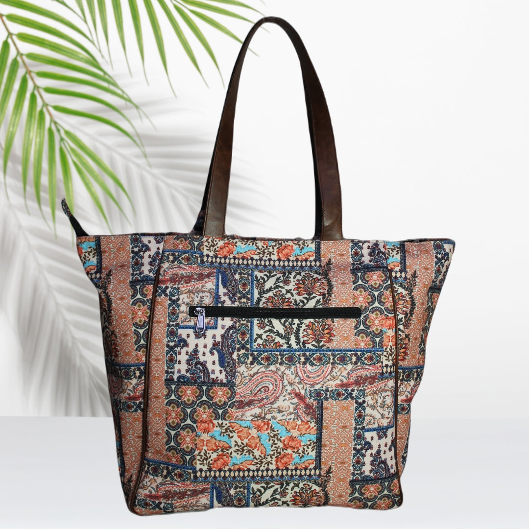 Paisley Patchwork Print Tote Bag