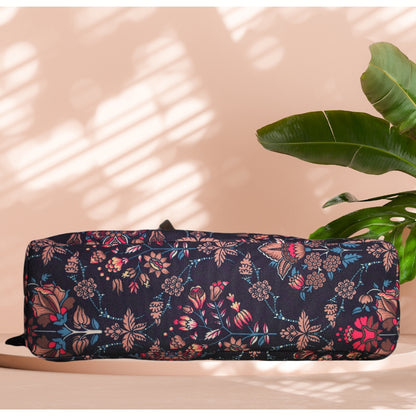 ETHNIC FLORAL PRINT TOTE BAG