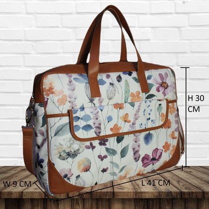 Black Floral Printed Laptop Bag