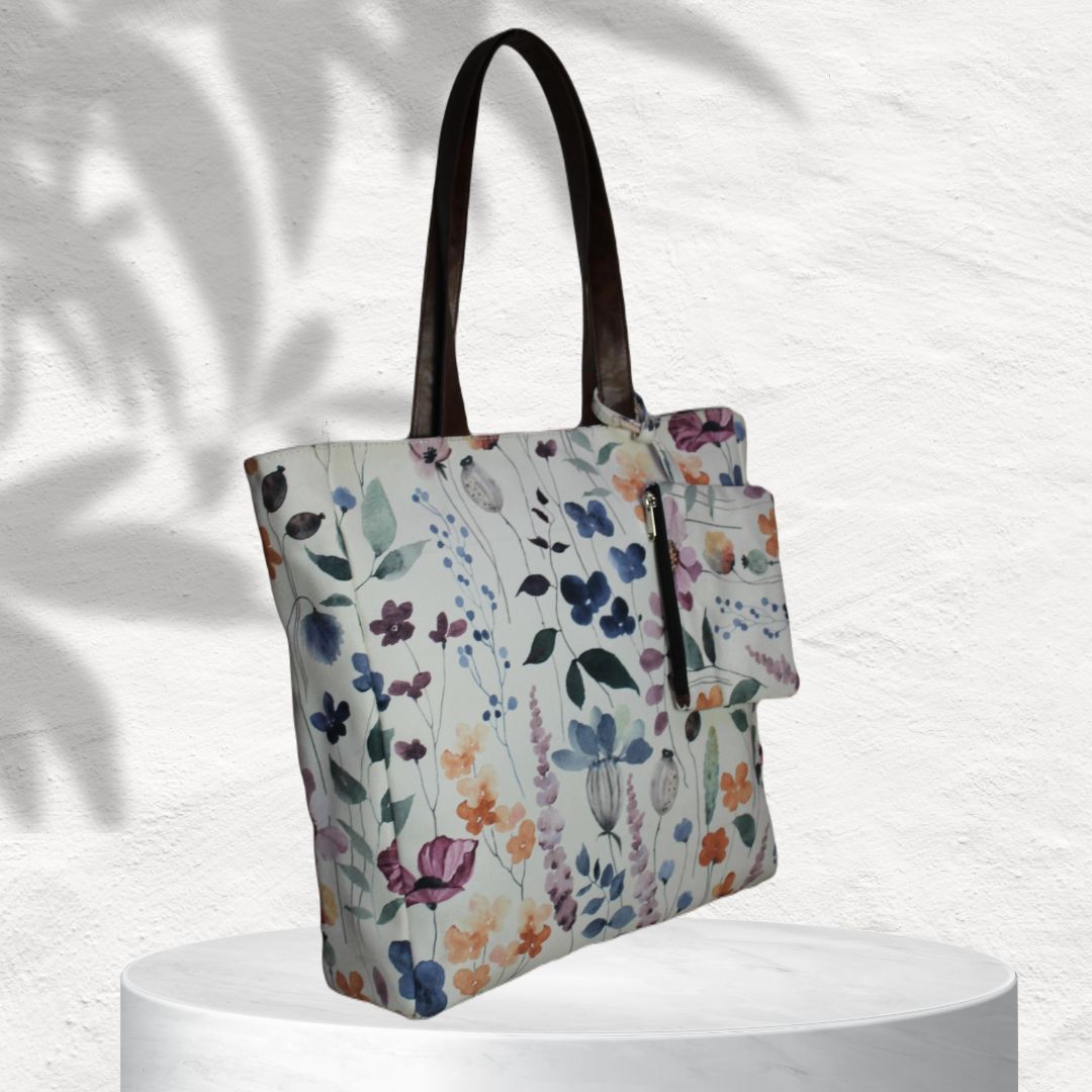 WATERCOLOUR FLORAL PRINTED TOTE BAG