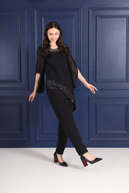 ✨ Women’s Sequins Embellished Top & Pant Set