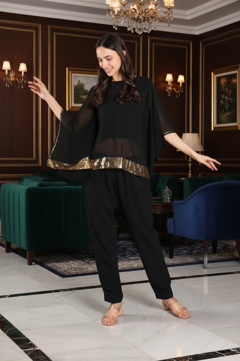 ✨ Women’s Sequins Embellished Top & Pant Set
