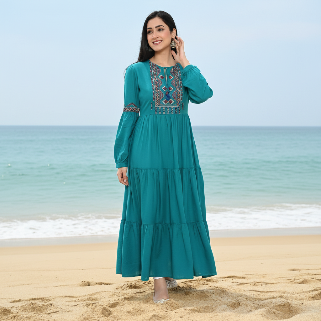 Ethnic Embroidered Rayon Tunic for Women
