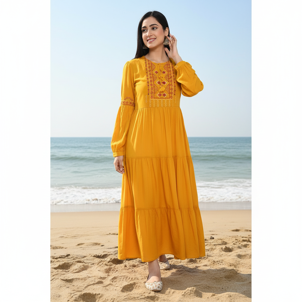 Ethnic Embroidered Rayon Tunic for Women