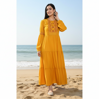 Ethnic Embroidered Rayon Tunic for Women