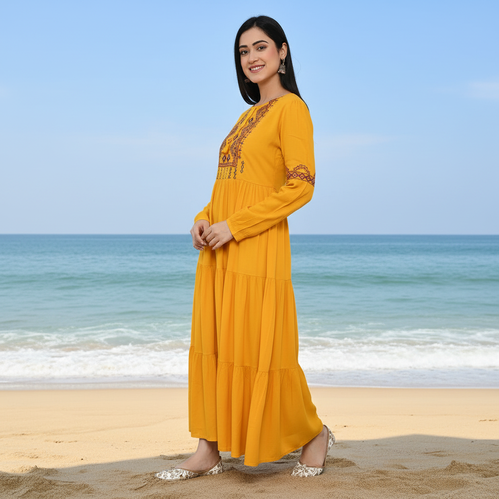 Ethnic Embroidered Rayon Tunic for Women