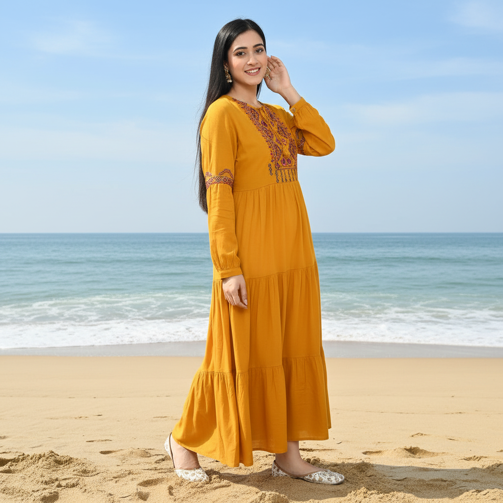 Ethnic Embroidered Rayon Tunic for Women