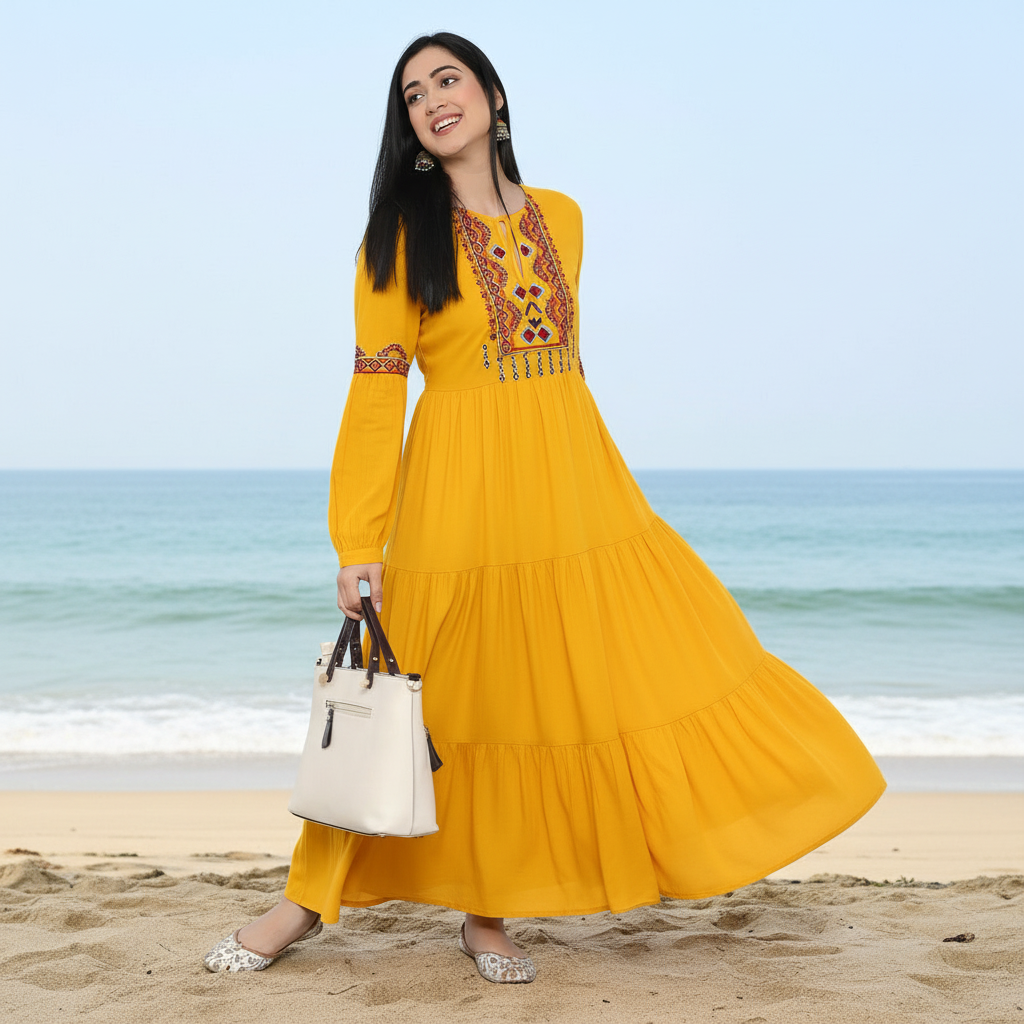 Ethnic Embroidered Rayon Tunic for Women