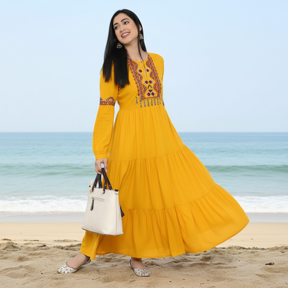 Ethnic Embroidered Rayon Tunic for Women