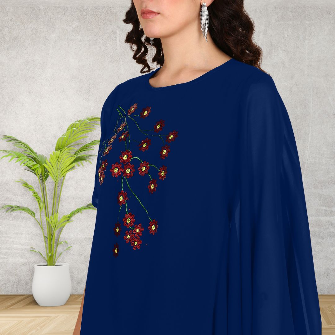 Glam Sequin-Adorned Asymmetric Top with Matching Pants
