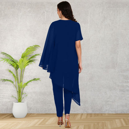 Glam Sequin-Adorned Asymmetric Top with Matching Pants