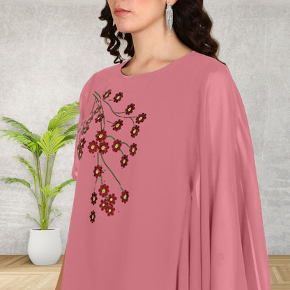 ✨ Sequin Embellished Asymmetric Georgette Top & Pant Set for Women