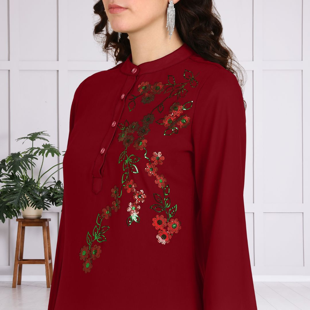 Sequin-Embellished Women’s Rayon Top & Pant Co-Ord Set – Festive & Party Wear