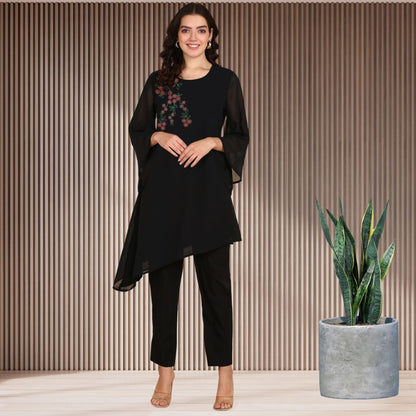 ✨ Women’s Sequins Embellished Asymmetric Top & Pant Set