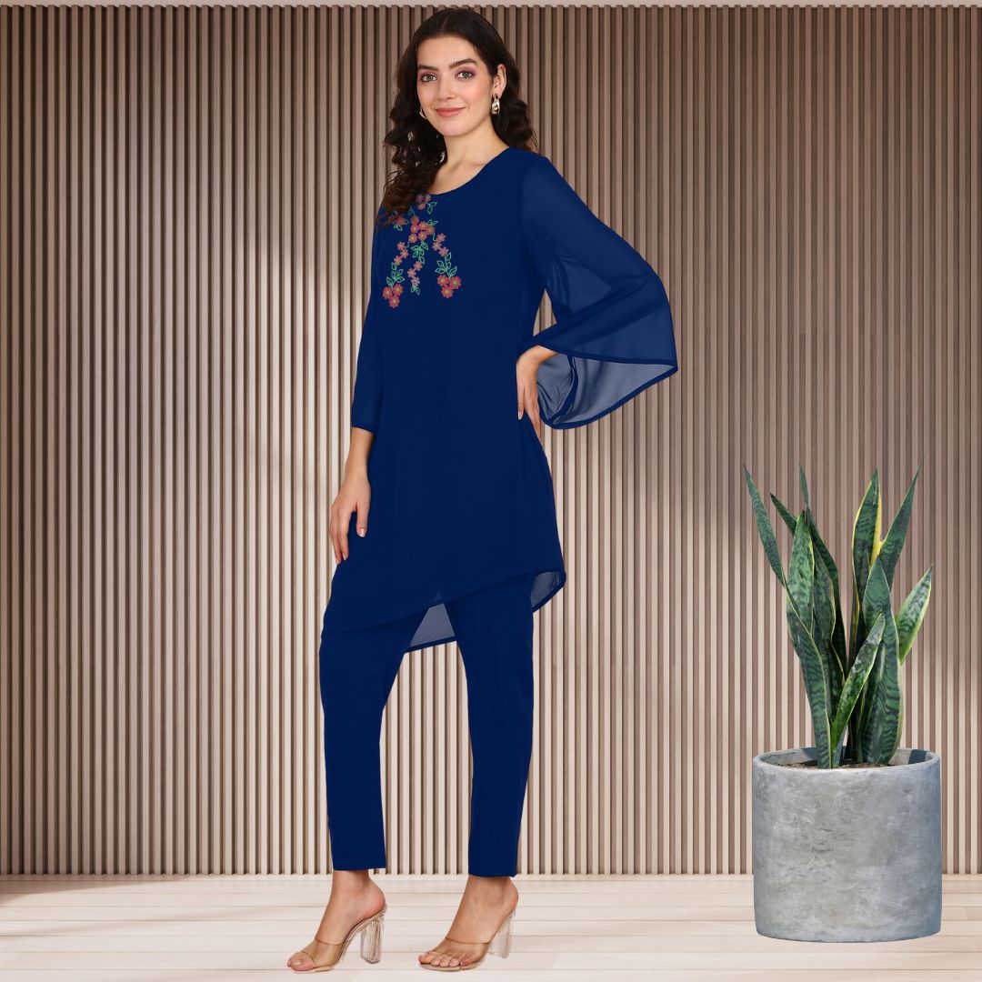 ✨ Women’s Sequins Embellished Asymmetric Top & Pant Set