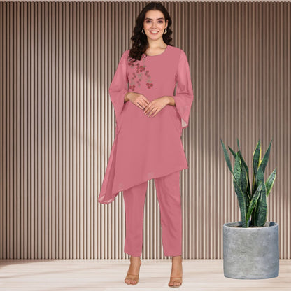 ✨ Women’s Sequins Embellished Asymmetric Top & Pant Set