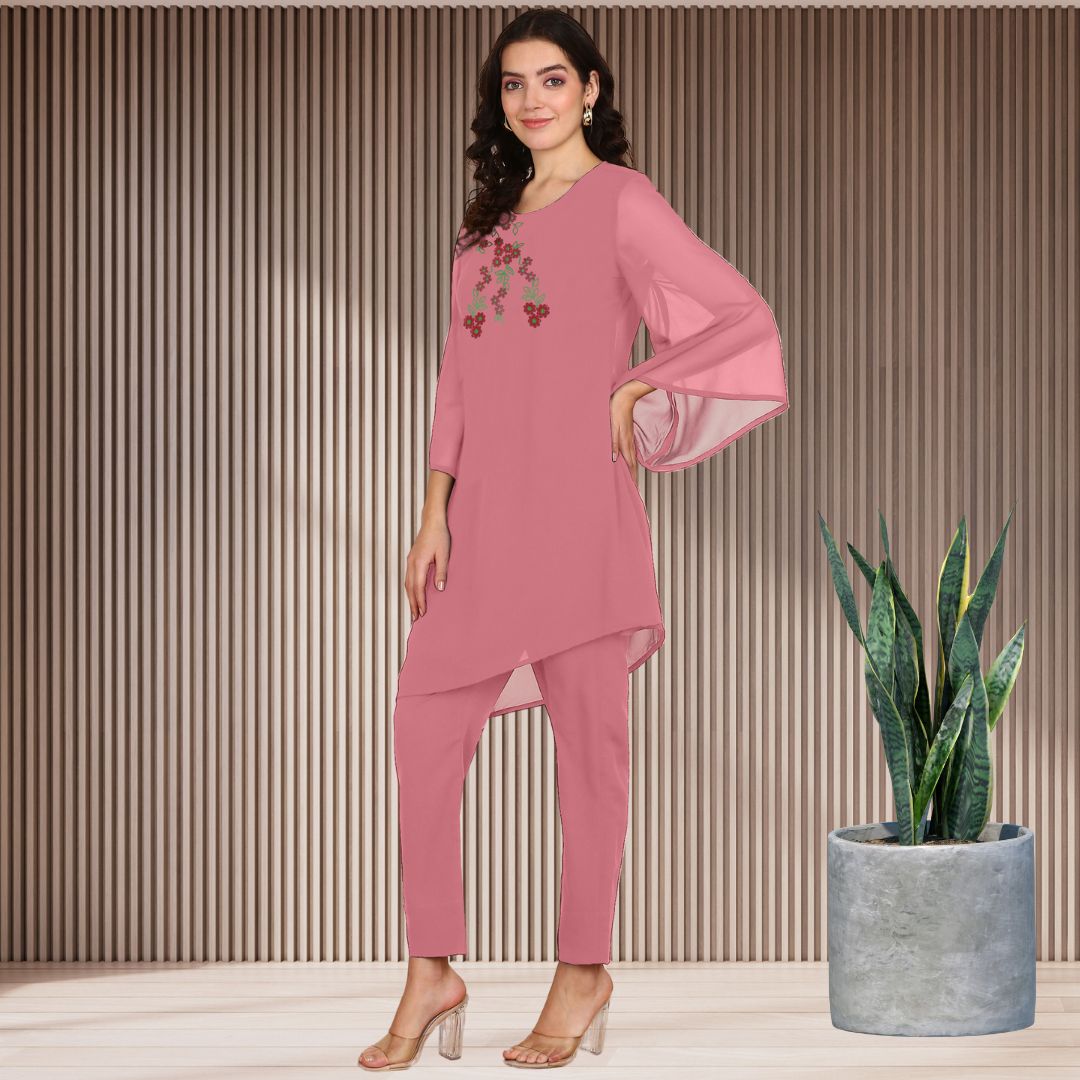 ✨ Women’s Sequins Embellished Asymmetric Top & Pant Set