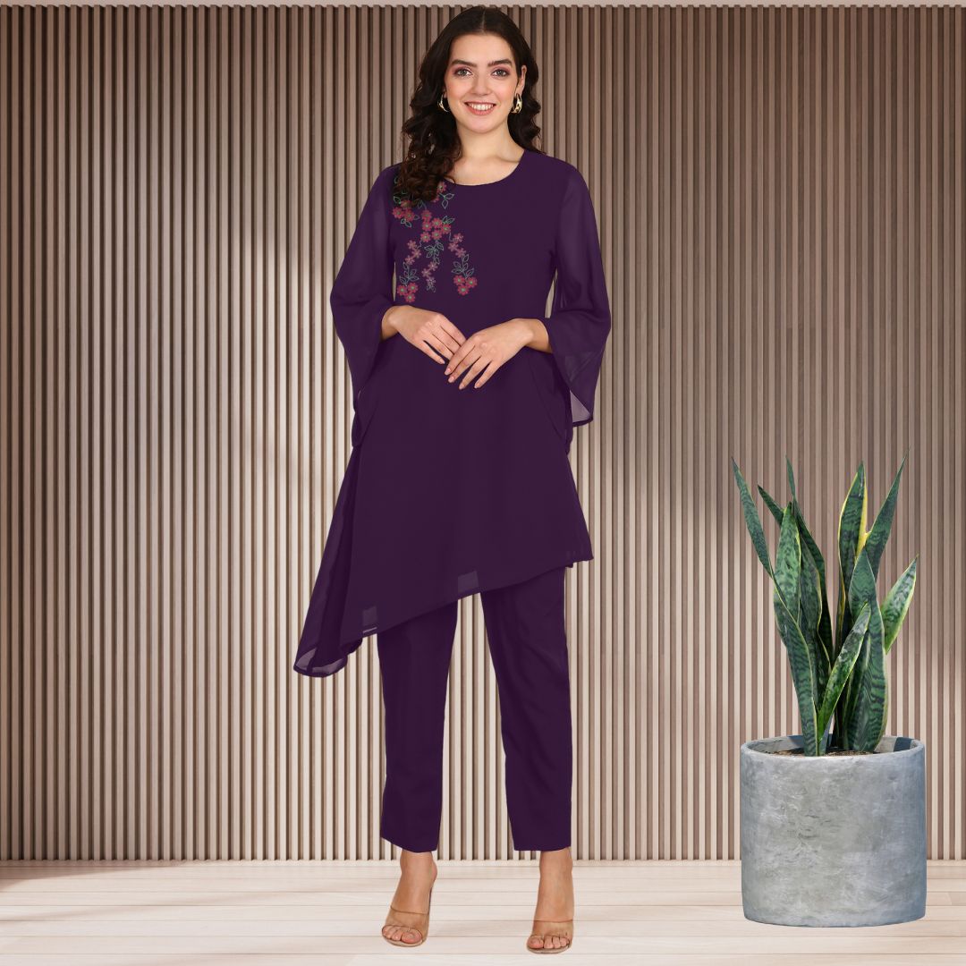 ✨ Women’s Sequins Embellished Asymmetric Top & Pant Set