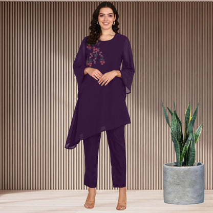 ✨ Women’s Sequins Embellished Asymmetric Top & Pant Set